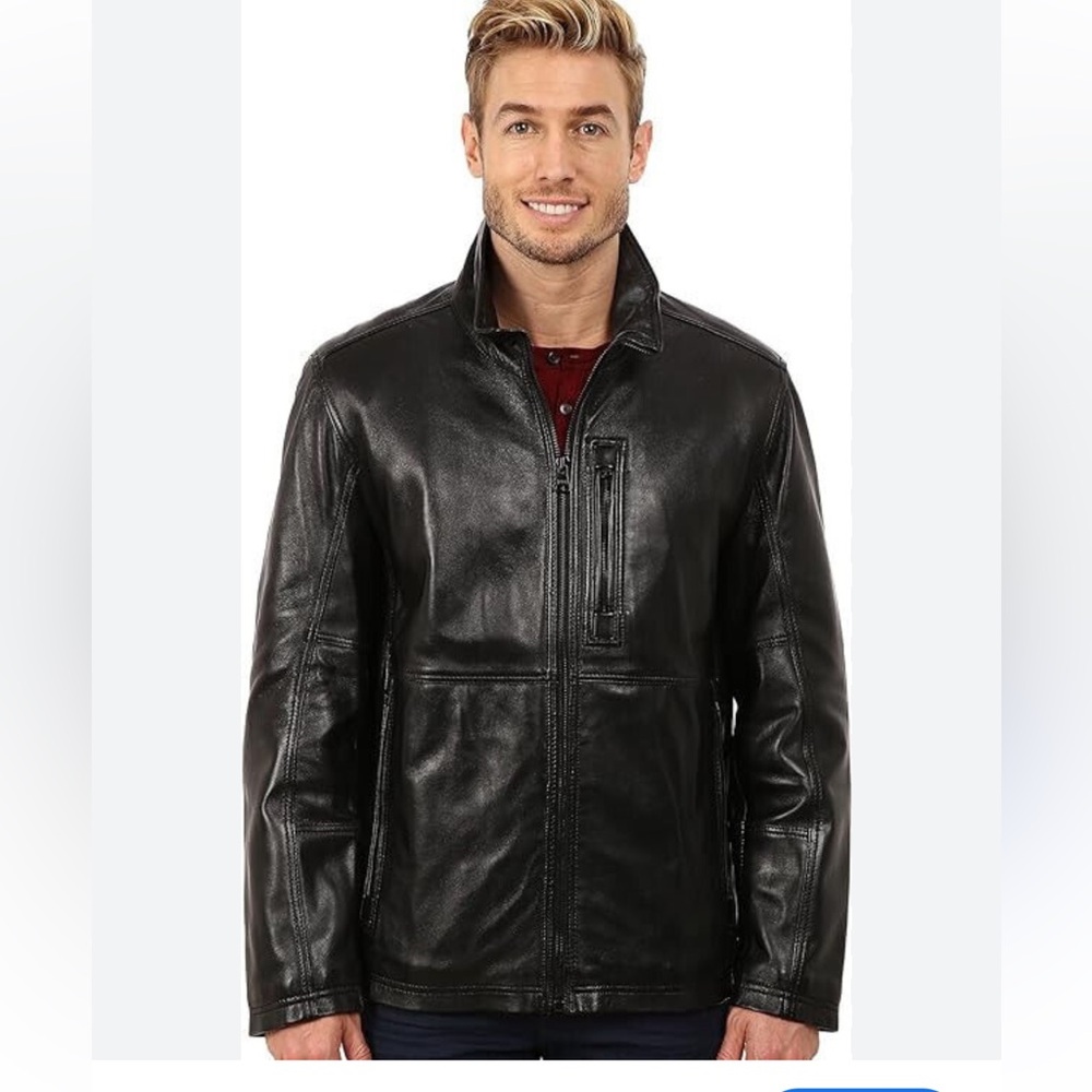 Marc New York by Andrew Marc Men’s Mercer Smooth Lambs Leather Black Jacket‎ XL